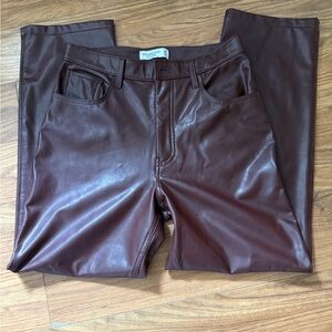 Abercrombie and fitch brown faux leather pants